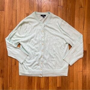 Gap Cotton Cardigan Women’s XL Mint Green Fine Knit Sweater Fall Layering